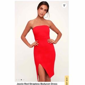 Lulus Jazzie Red Strapless Bodycon Dress